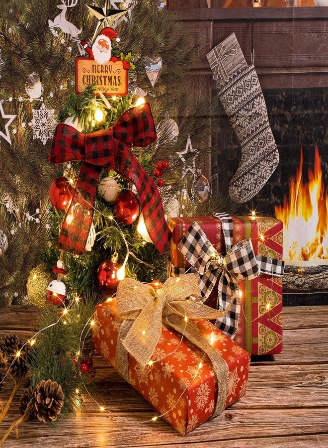 CHICHIC Christmas Ribbon Buffalo Plaid Ribbon Burlap Ribbon Christmas Tree Ribbon Wired for Fall Holiday Garland Gift Wrapping Red Black White Buffalo Check Wired Ribbon, 3 Rolls, 3 x 10 Yards, 2 Inch - Image 5